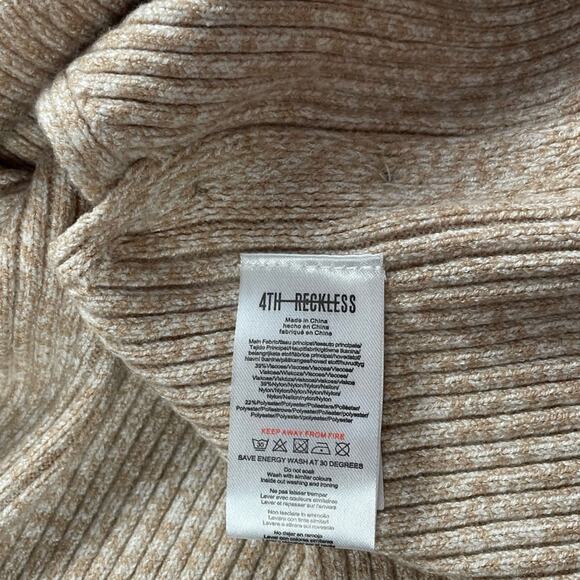 4th & Reckless Tasha Ribbed Knit Crop Top Tank, Camel sz L soft oatmeal cottage - Picture 8 of 11